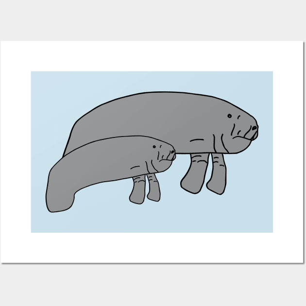 Manatee Mom with Child Wall Art by Anke Wonder 